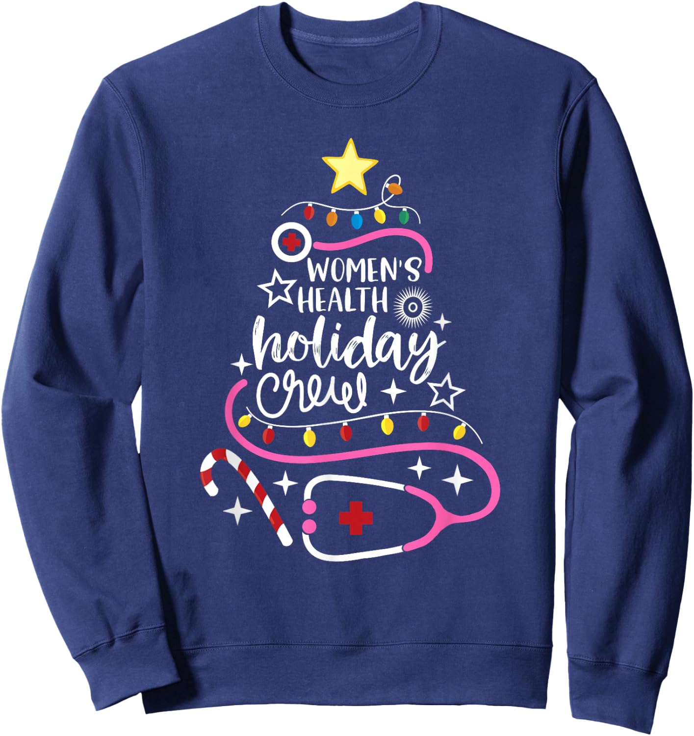 Women's Health Holiday Crew Xmas OB-GYN Nurse Secretary Sweatshirt - Sweatshirt | Navy