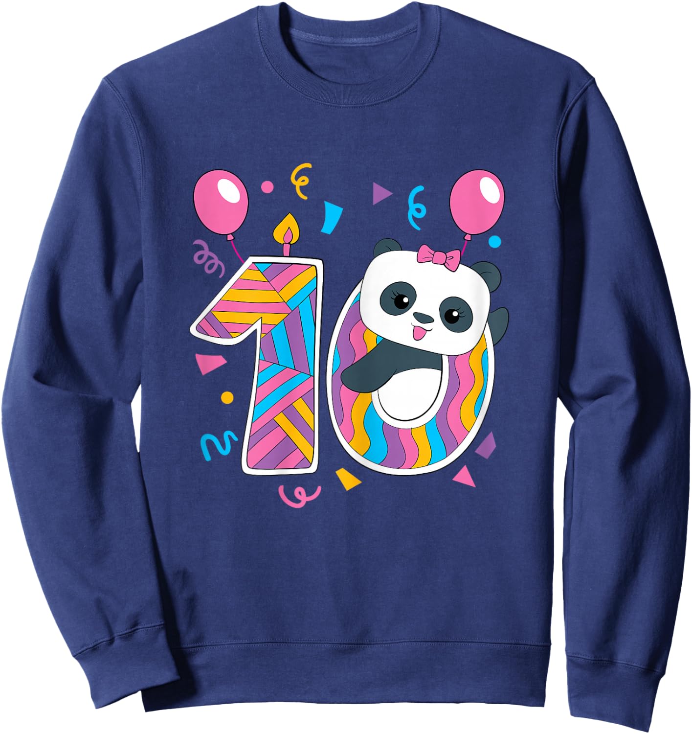 Panda 10 Year Old Children's Birthday Party Sweatshirt - Sweatshirt | Navy
