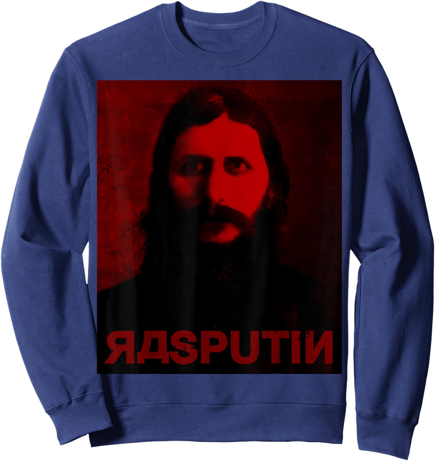 andrea tristano Grigori Yefimovich Rasputin Portrait Dark Red Black Art , Small Sweatshirt - Sweatshirt | Navy