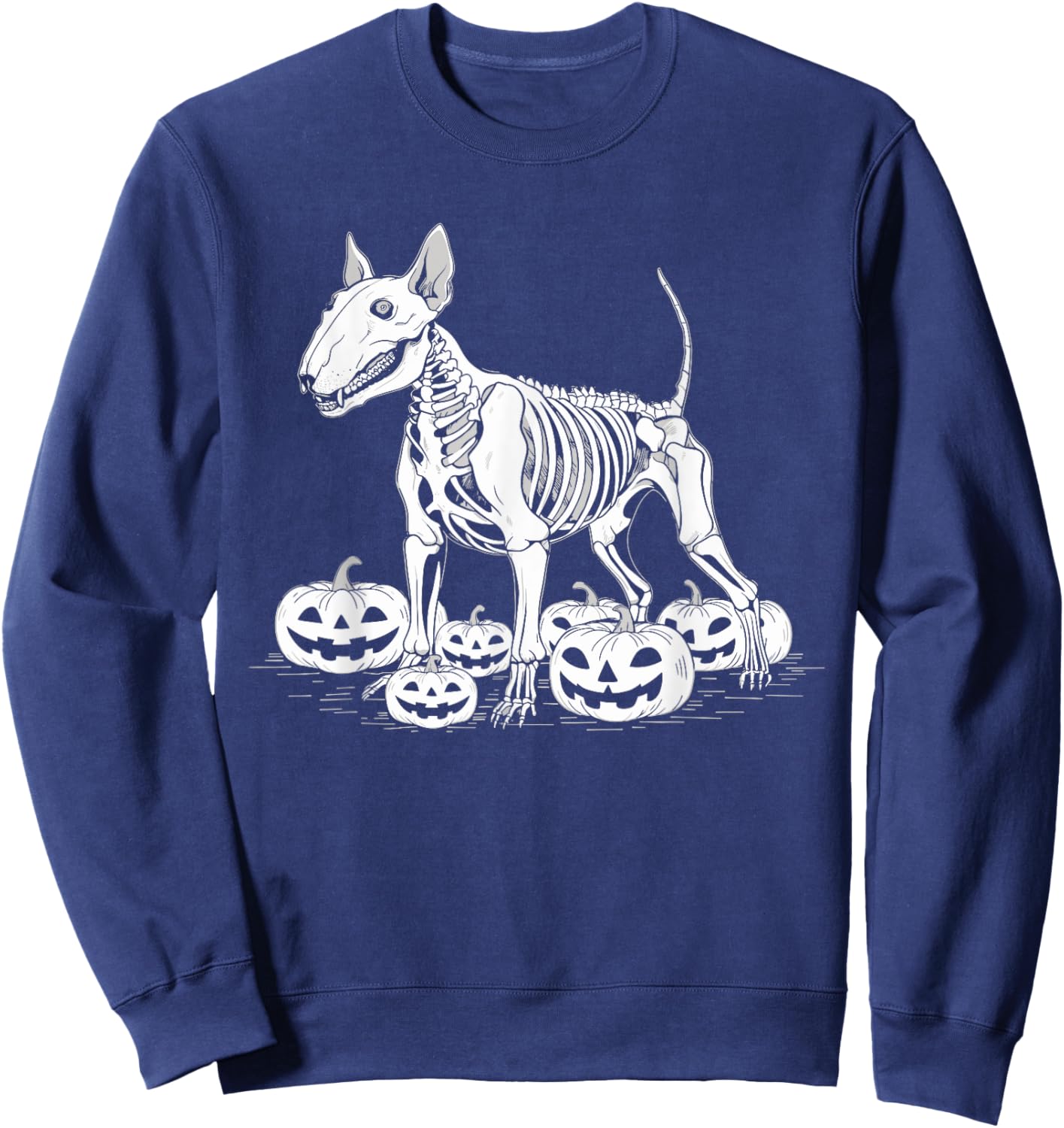 Bull Terrier Skeleton Birthday Halloween Kids Sweatshirt - Sweatshirt | Navy