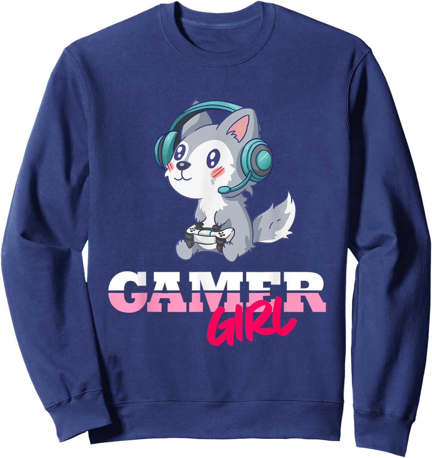 Wolf Gamer Girl Gaming Sweatshirt - Sweatshirt | Navy
