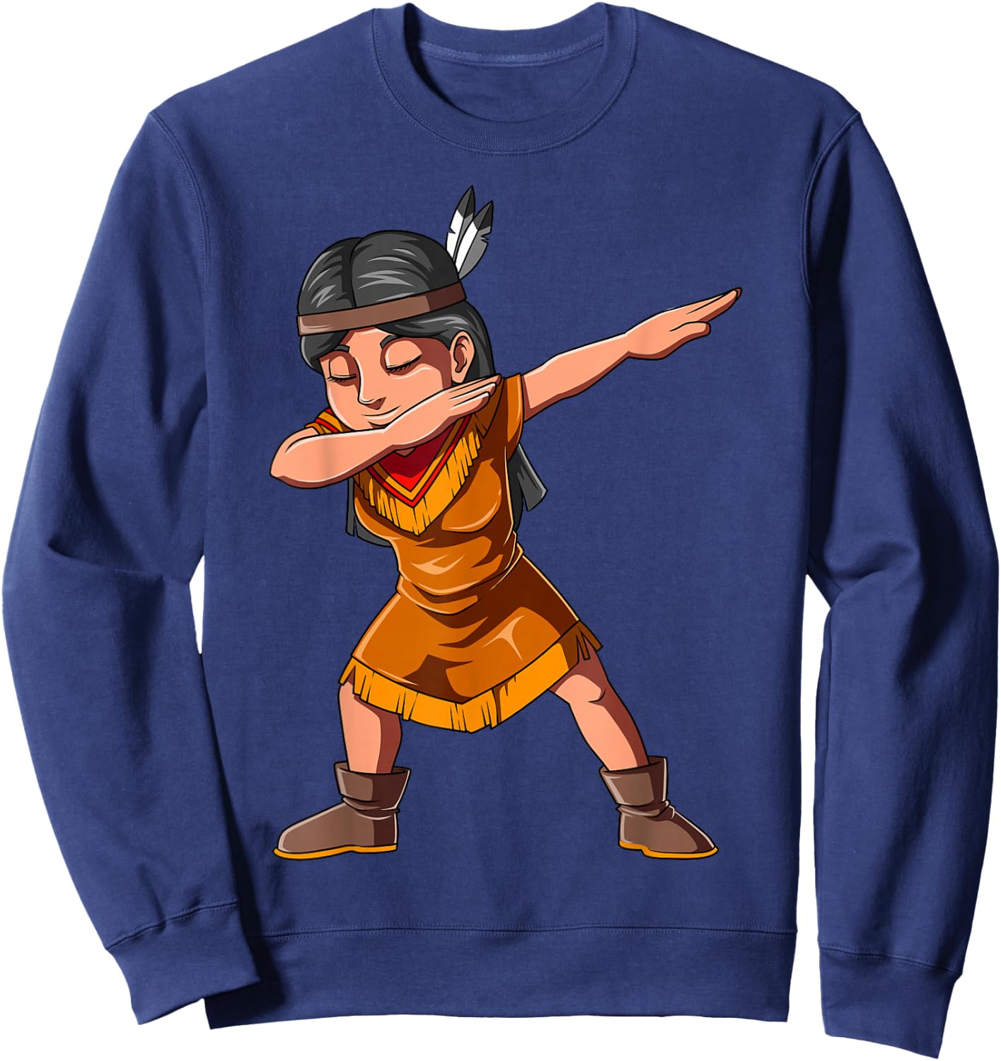 Dabbing Native Girl Dabbing Indian American Native Girl Sweatshirt - Sweatshirt | Navy