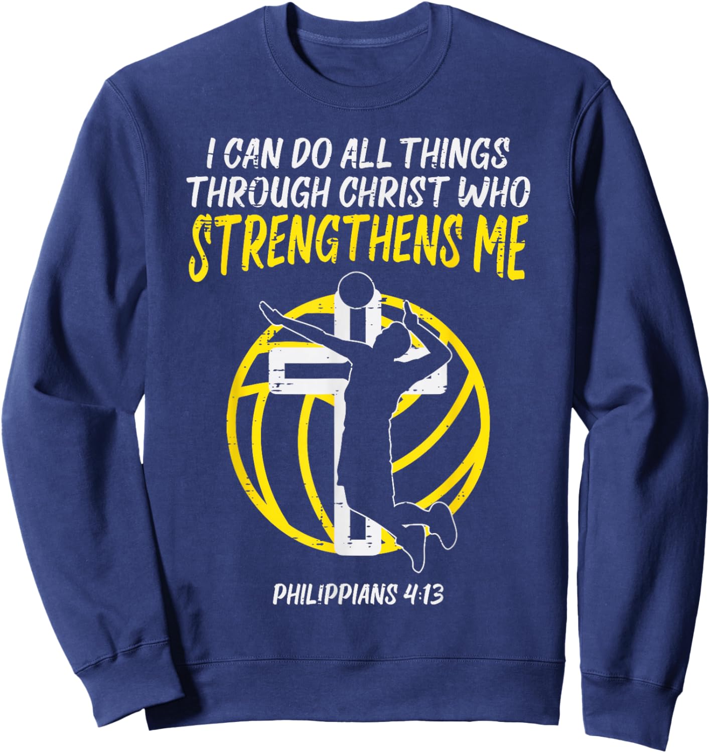 Can Do All Things Volleyball Religious Christian Men Women Sweatshirt - Sweatshirt | Navy