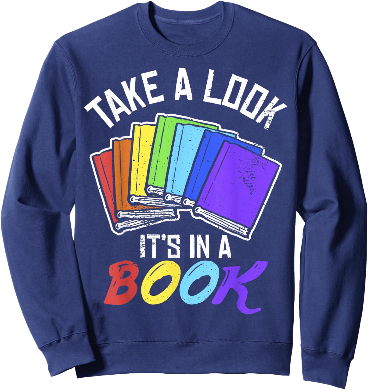 Love Reading Love Rainbows Gift Retro Rainbow Design design Sweatshirt - Sweatshirt | Navy