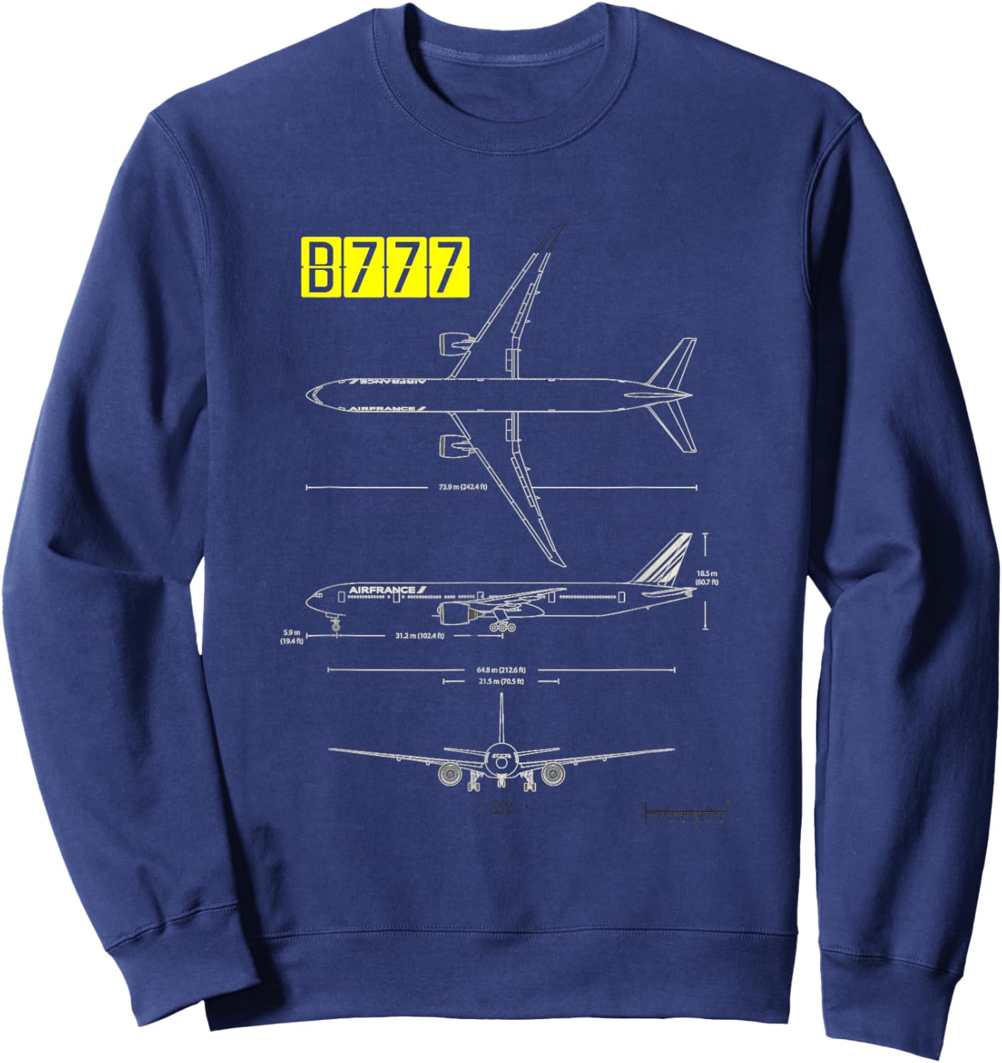 B-777 Aircraft Blueprint Sweatshirt - Sweatshirt | Navy