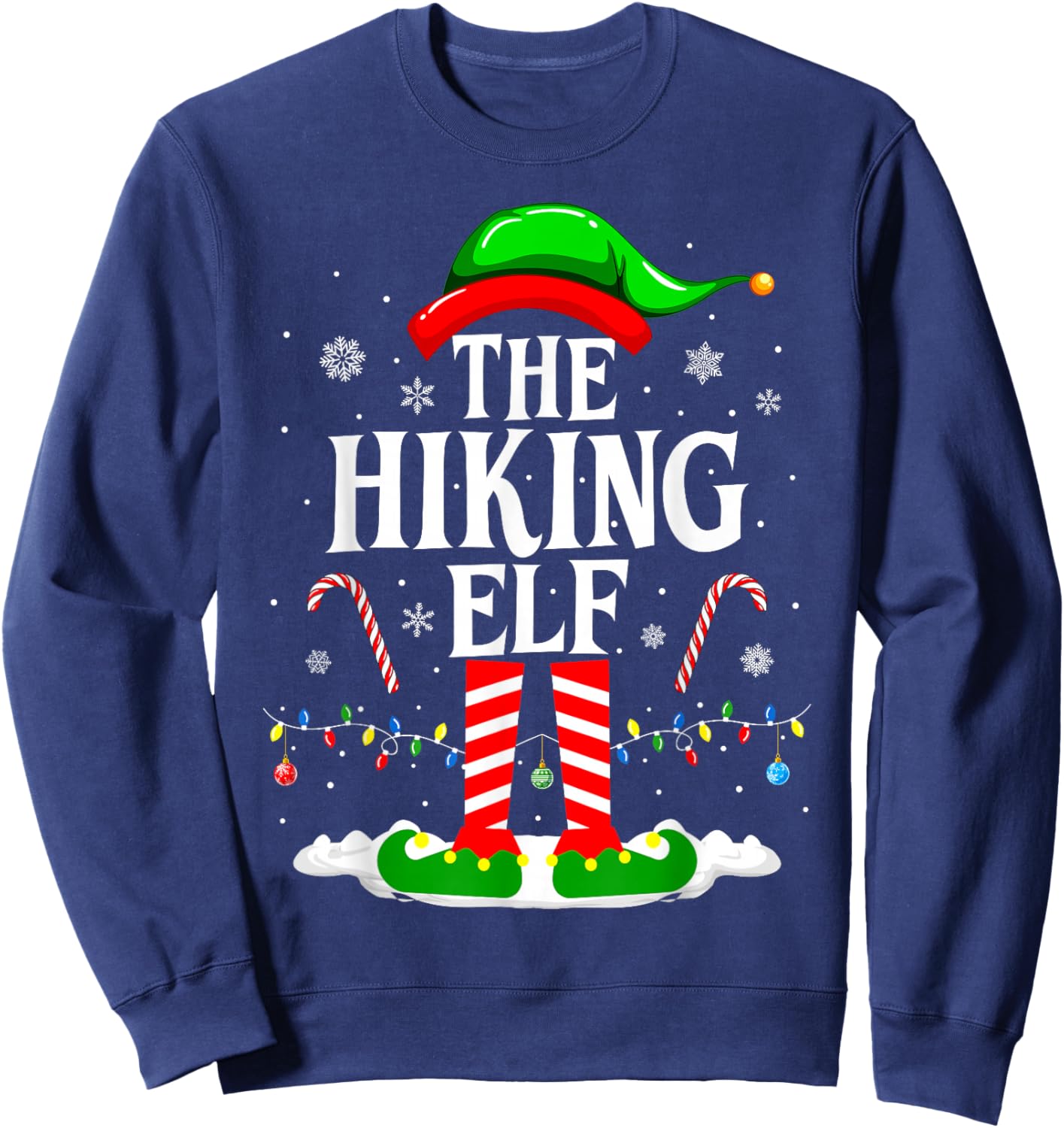 The Hiking Elf Xmas Funny Matching Family Group Christmas Sweatshirt - Sweatshirt | Navy