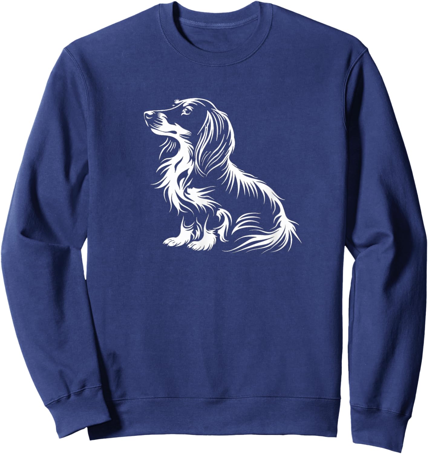Funny Retro Vintage Logo Long Haired Dachshund Sweatshirt - Sweatshirt | Navy