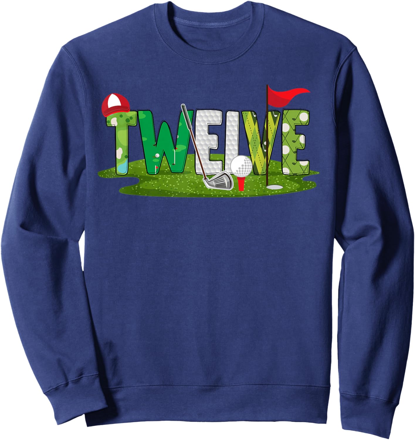 12th Birthday Golf Theme 12 Year Old Kids Sport Party Sweatshirt - Sweatshirt | Navy