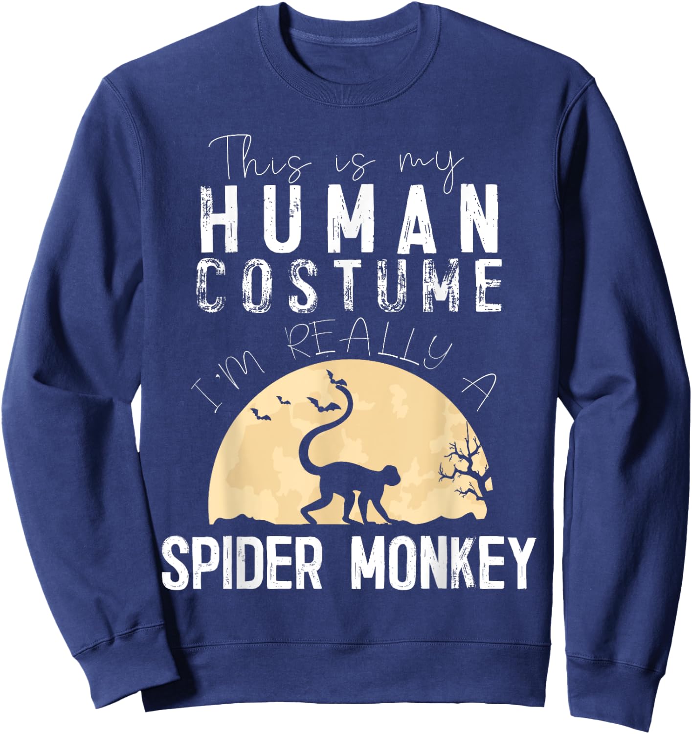 Halloween Human Costume Spider Monkey Creepy Horror Sweatshirt - Sweatshirt | Navy