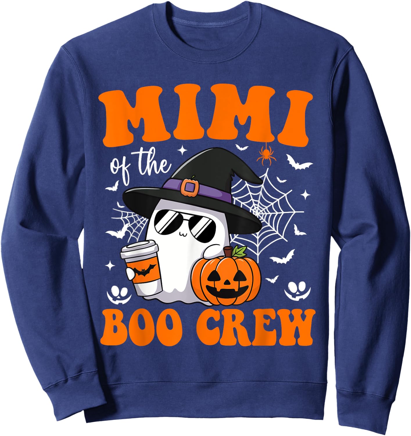 Mimi Boo Crew Groovy Ghost Matching Family Halloween Sweatshirt - Sweatshirt | Navy