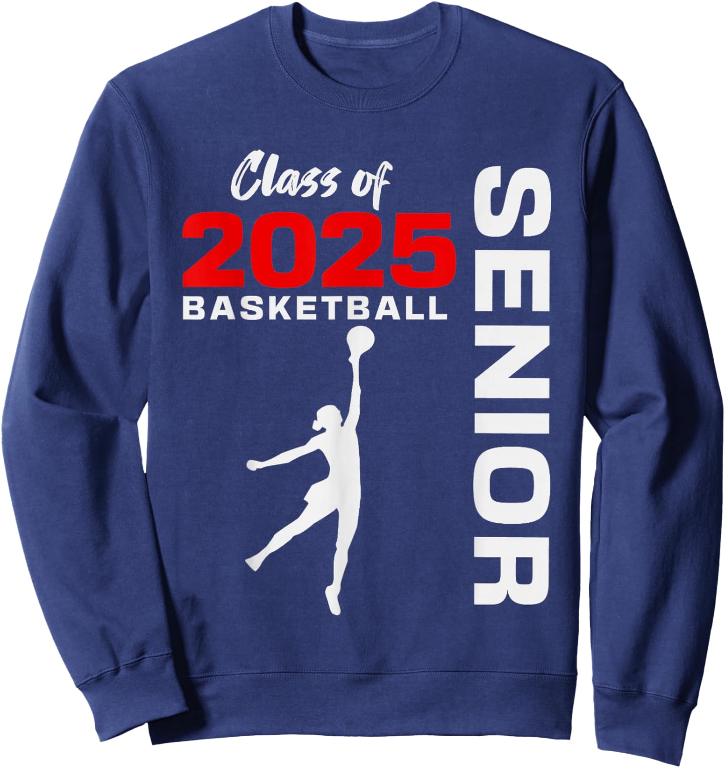 Basketball Senior Matching Class of 2025 Senior Basketball Sweatshirt - Sweatshirt | Navy