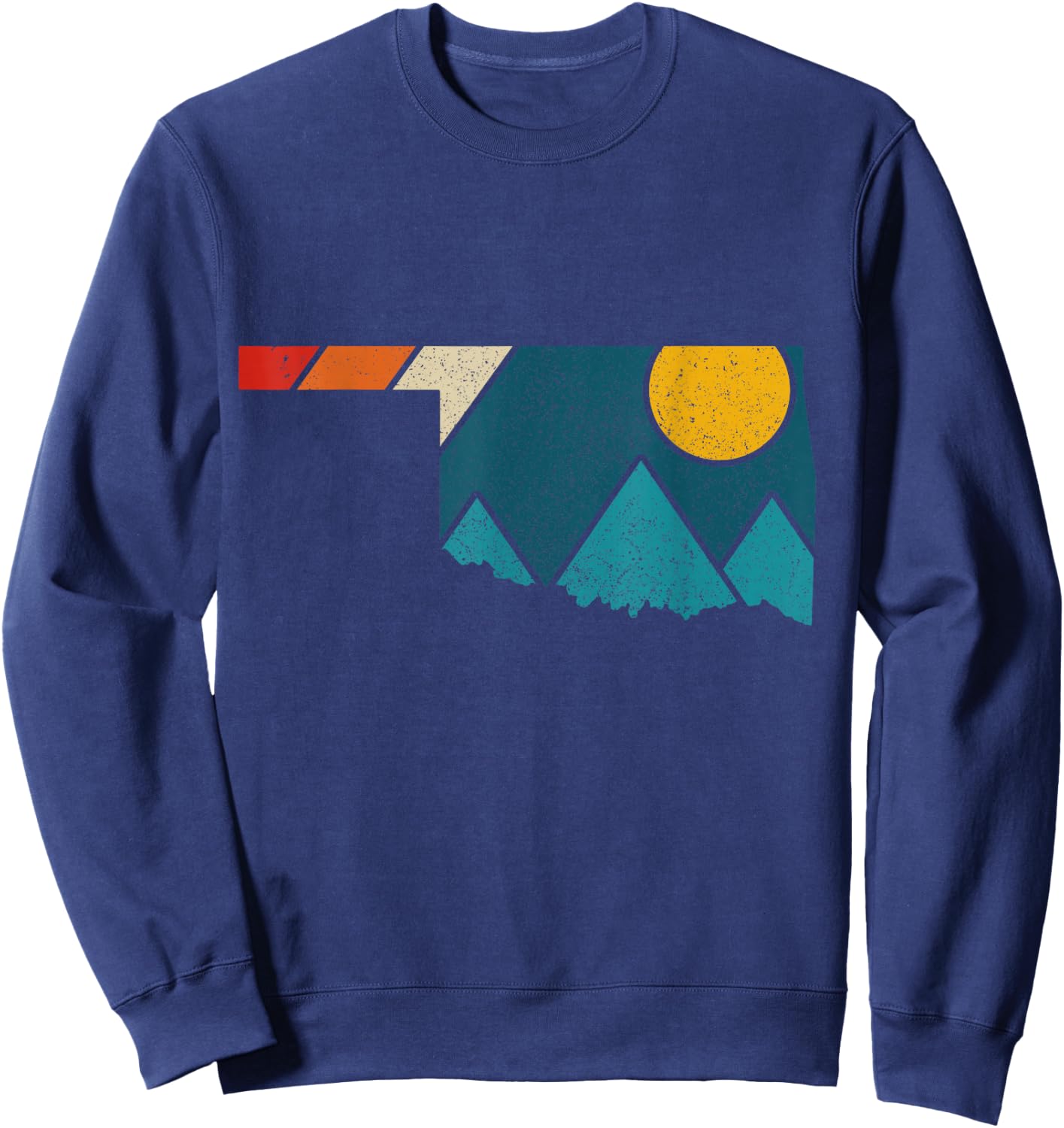 Oklahoma Vintage State Map Mountains Hiking Pride Gift Sweatshirt - Sweatshirt | Navy