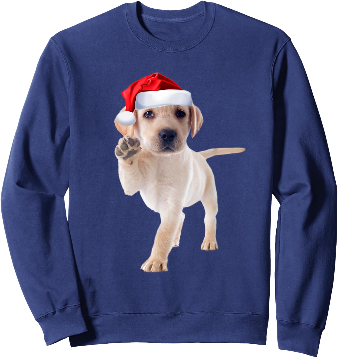 Cute Yellow Lab Puppy Shirt Santa Hat Funny Christmas Gift Sweatshirt - Sweatshirt | Navy