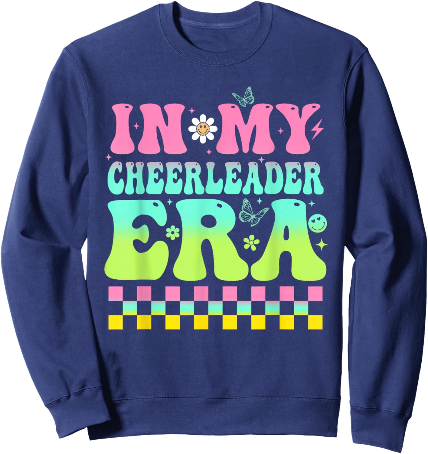 In My Cheerleader Era Women Trendy Cheerleading Football Sweatshirt - Sweatshirt | Navy