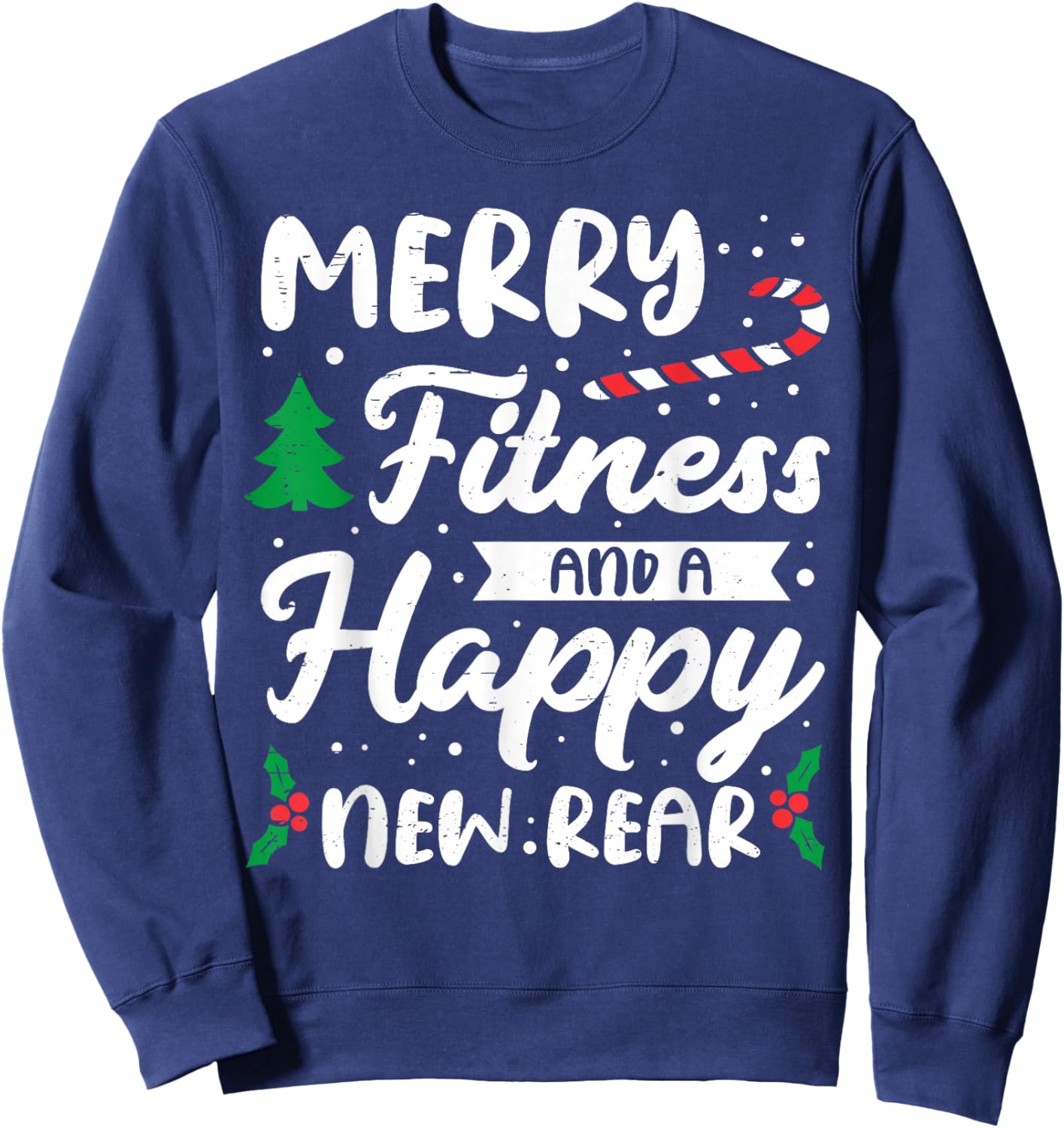 Christmas Merry Fitness Happy New Rear Xmas Workout Women Sweatshirt - Sweatshirt | Navy