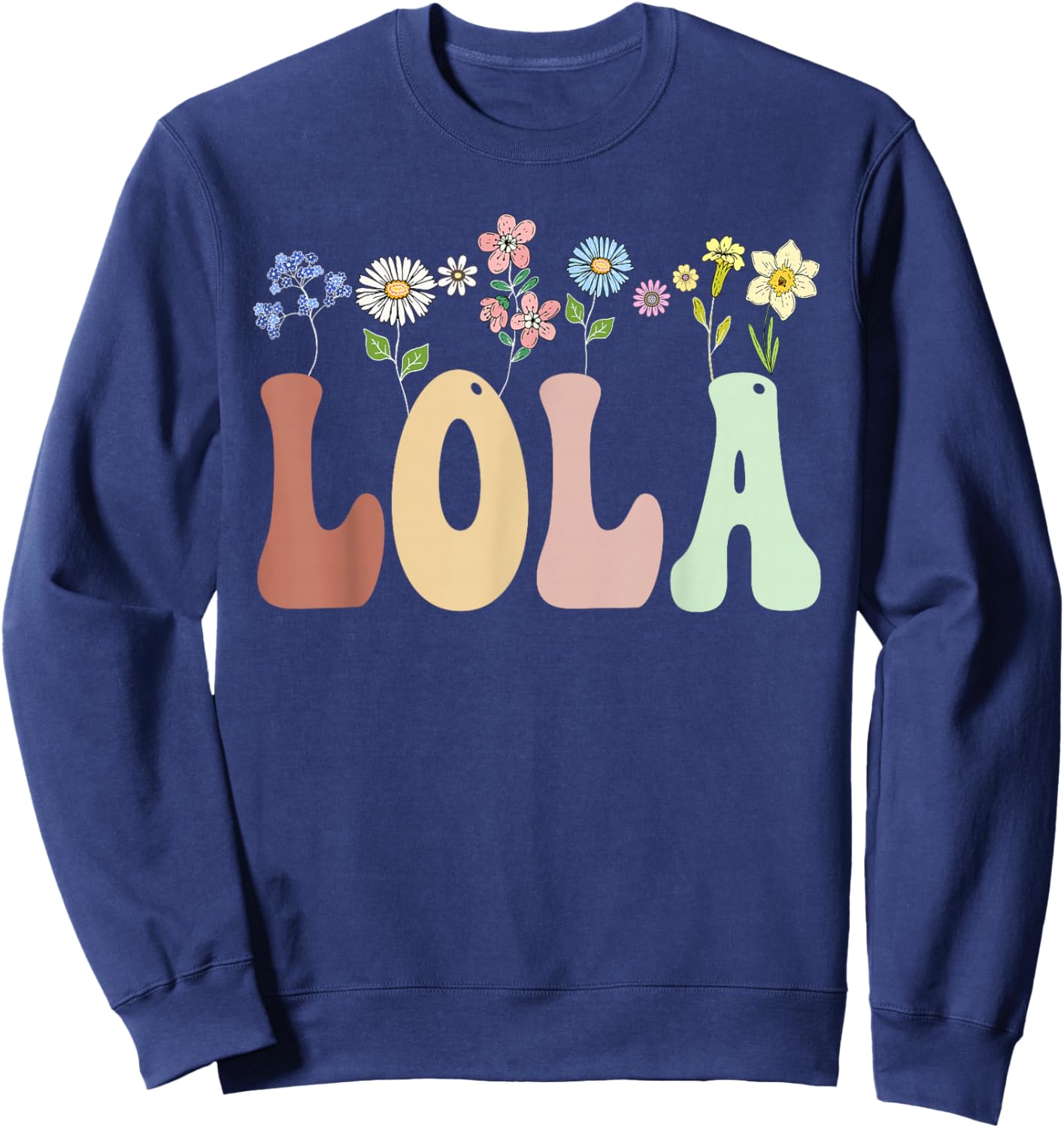 Lola Gifts Women Wildflower Floral Design Lola Sweatshirt - Sweatshirt | Navy