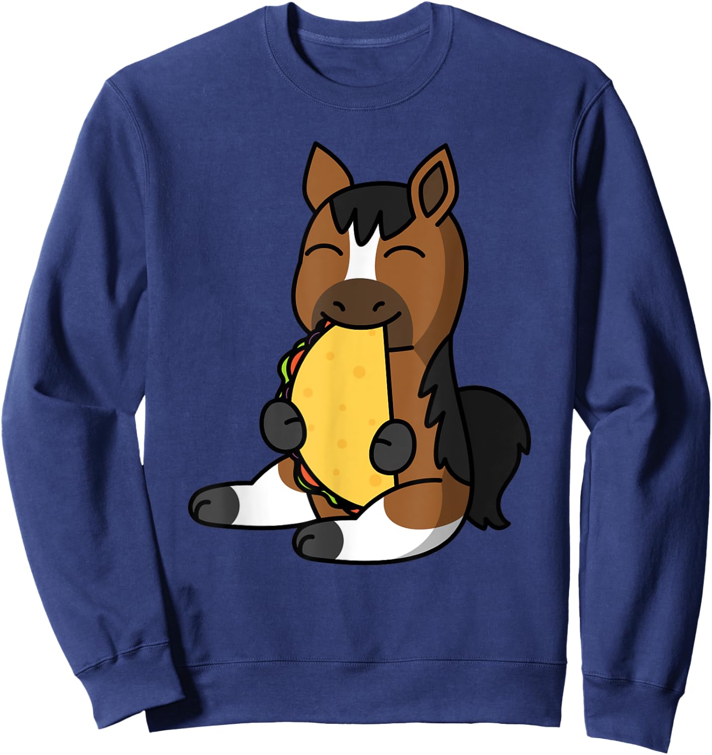 Horse Eating A Taco Pet Sweatshirt - Sweatshirt | Navy