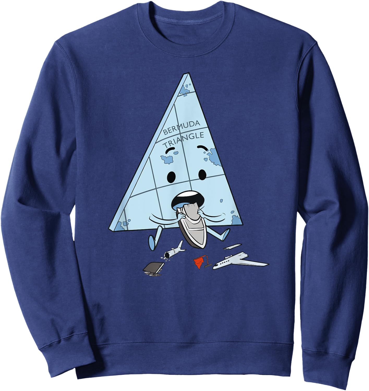 Funny bermuda triangle illustration gift Sweatshirt - Sweatshirt | Navy