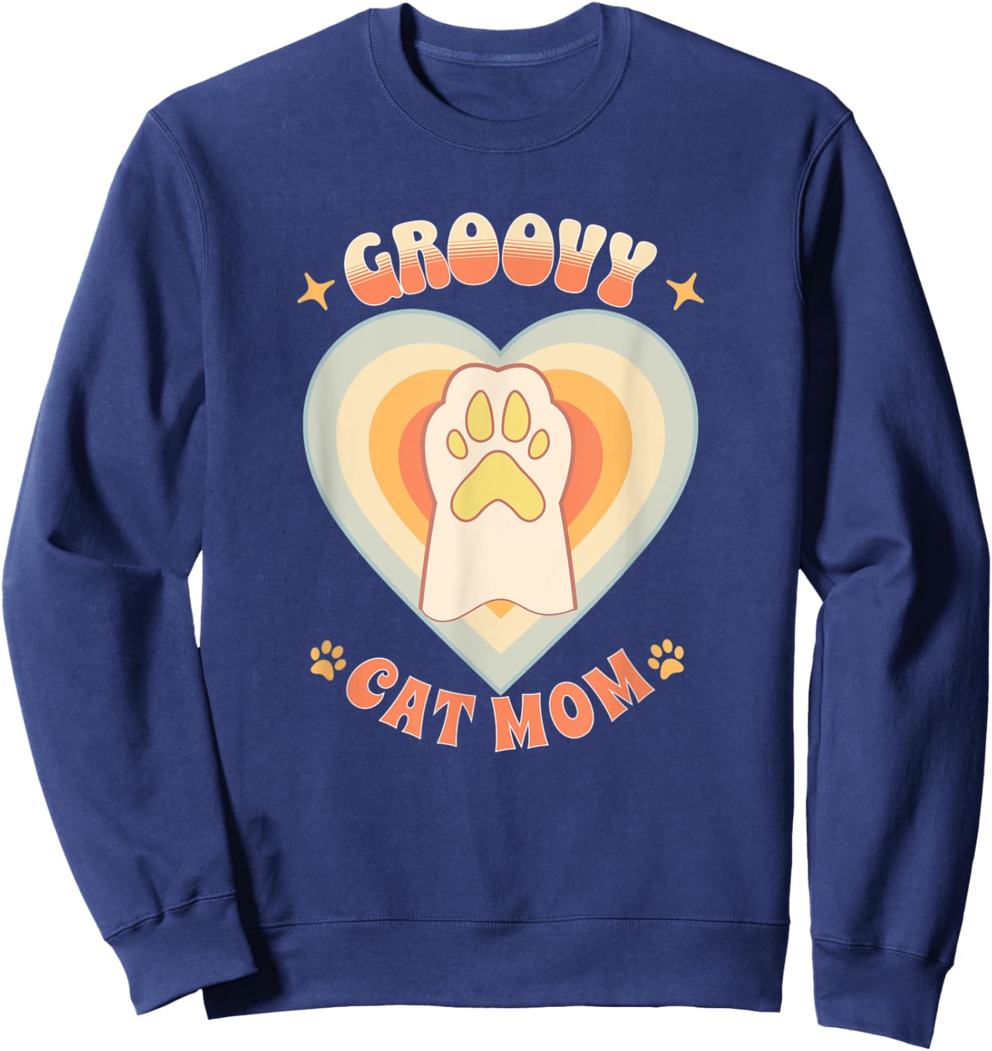 Groovy Cat Mom Men Women Sweatshirt - Sweatshirt | Navy