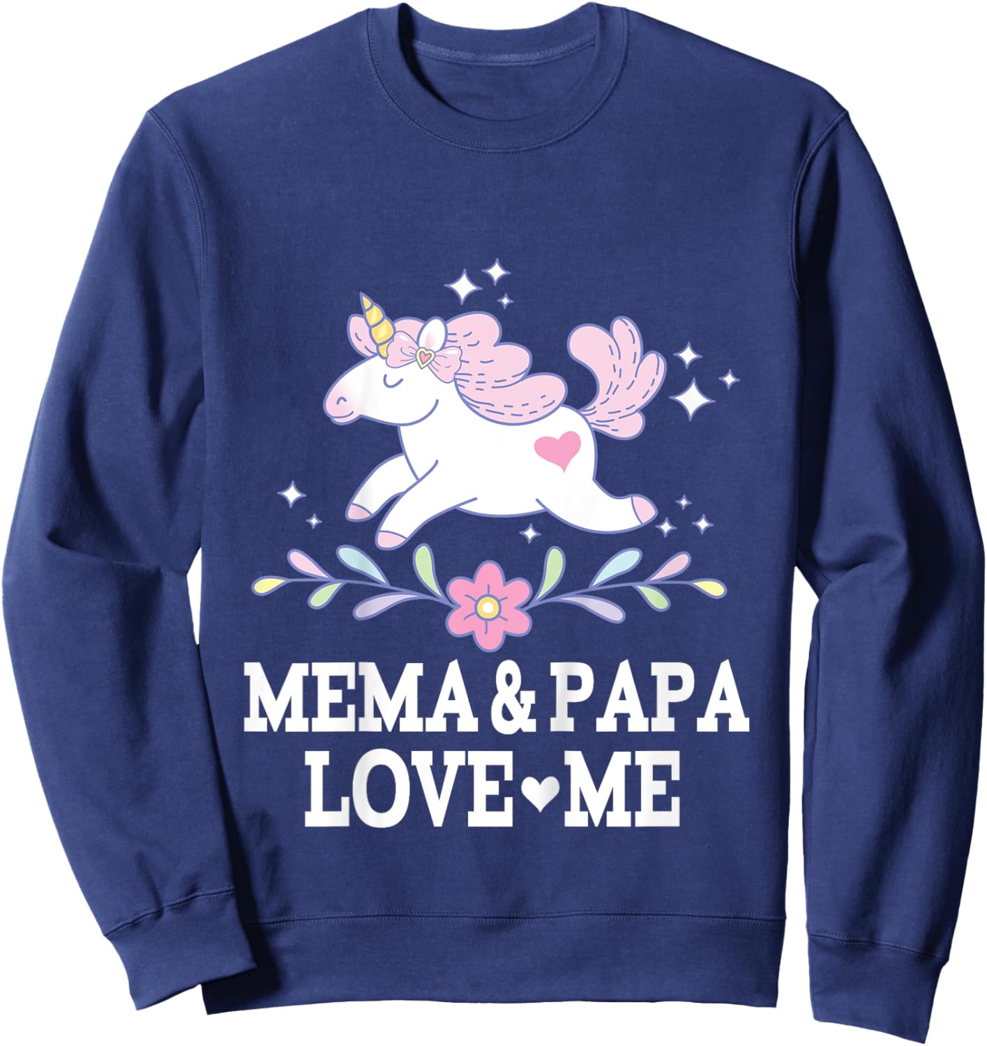 Mema And Papa Love Me Granddaughter Unicorn Sweatshirt - Sweatshirt | Navy
