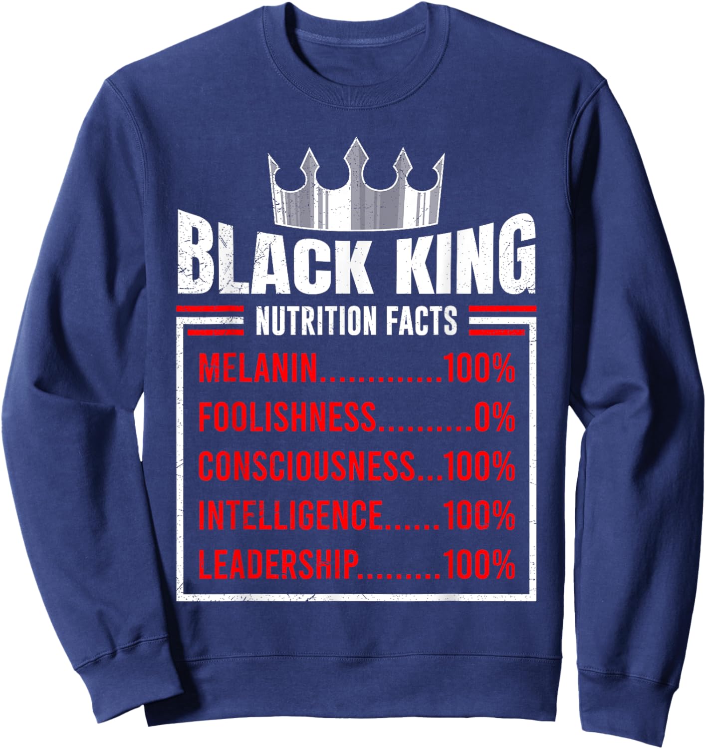 Black King 100% Melanin Dark Skin African Sweatshirt - Sweatshirt | Navy