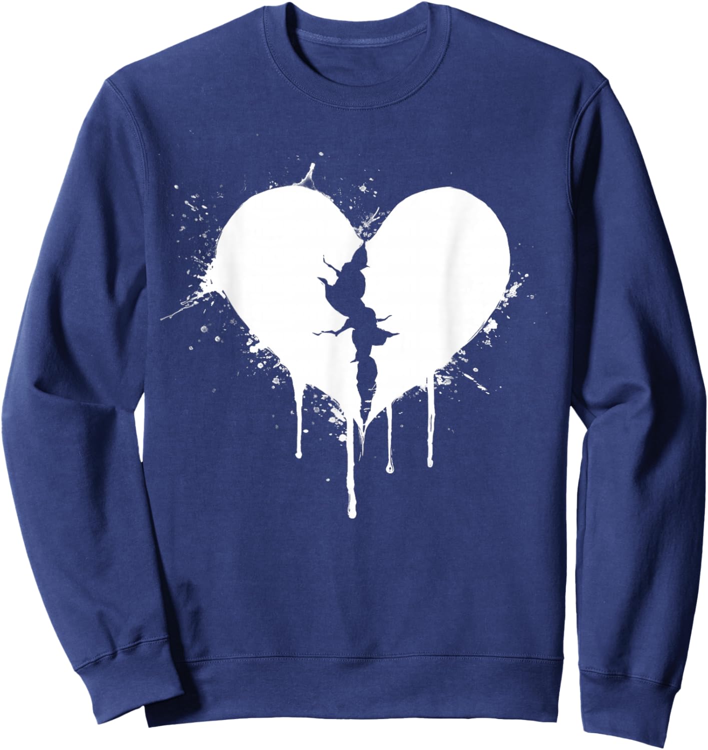 Broken Heart Emo Grunge Aesthetic Gothic Fashion Sweatshirt - Sweatshirt | Navy