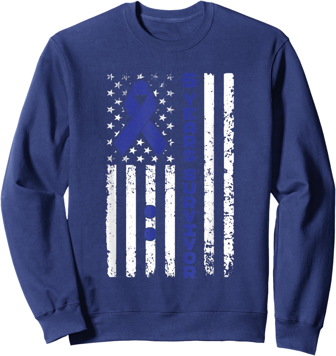 Five Year Colon Cancer Survivor 5 Yrs Colorectal Cancer Free Sweatshirt - Sweatshirt | Navy
