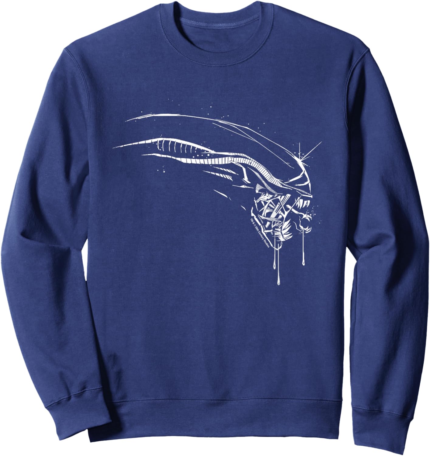 Alien: Romulus Xenomorph Distressed Drip Profile Sweatshirt - Sweatshirt | Navy