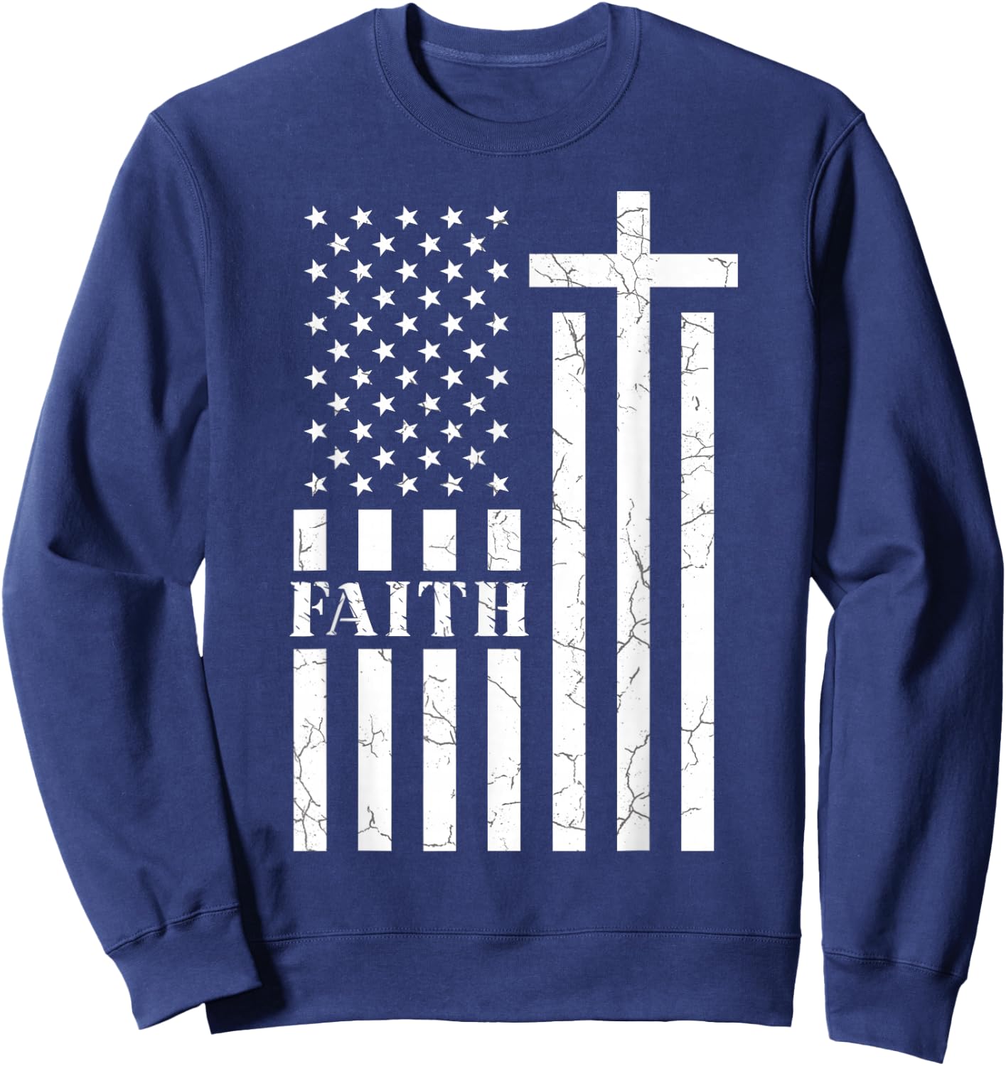Happy Independence Day Christian American Flag USA Faith Kids Men Sweatshirt - Sweatshirt | Navy