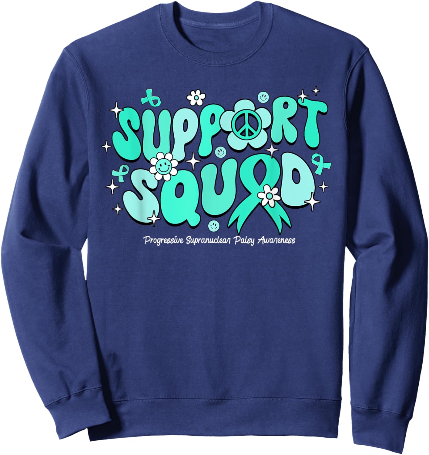 Groovy Support Squad Progressive Supranuclear Palsy Sweatshirt - Sweatshirt | Navy