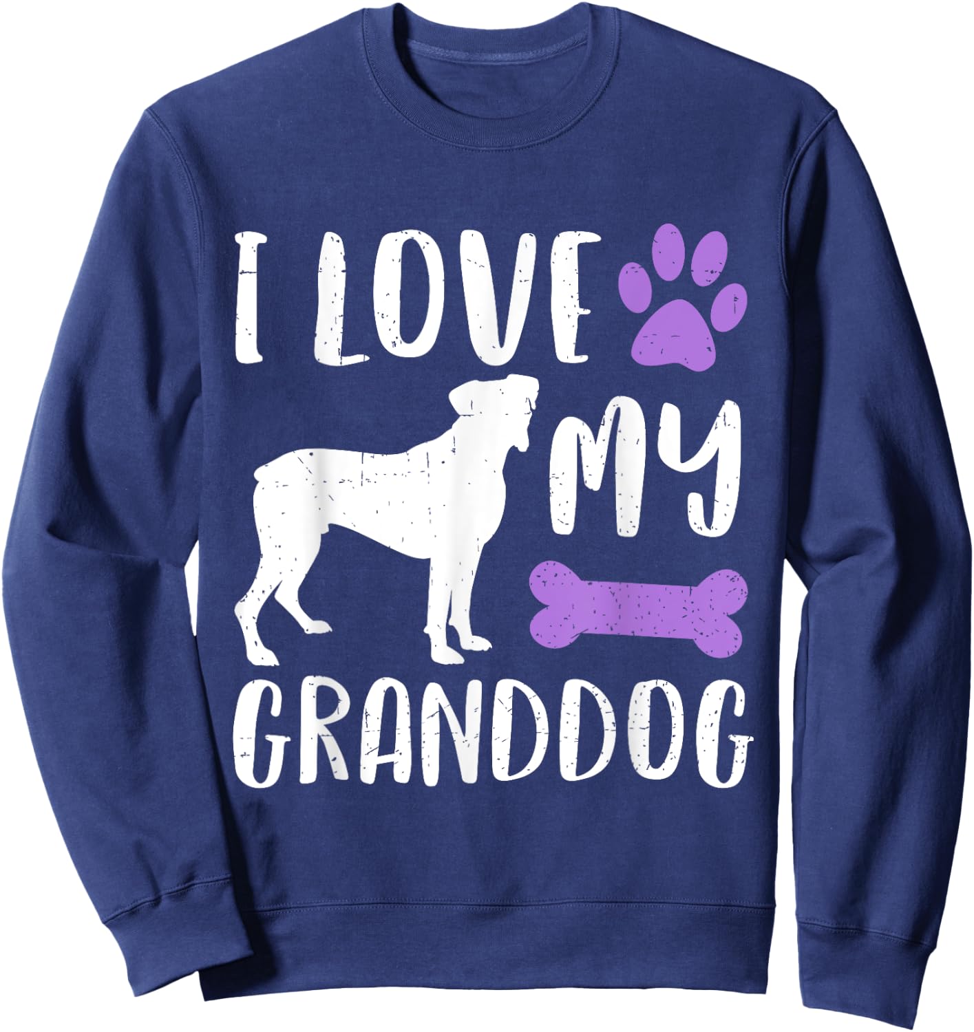 I Love My Boxer Granddog Shirt Dog Grandma Grandpa Women Girls Kids Sweatshirt - Sweatshirt | Navy