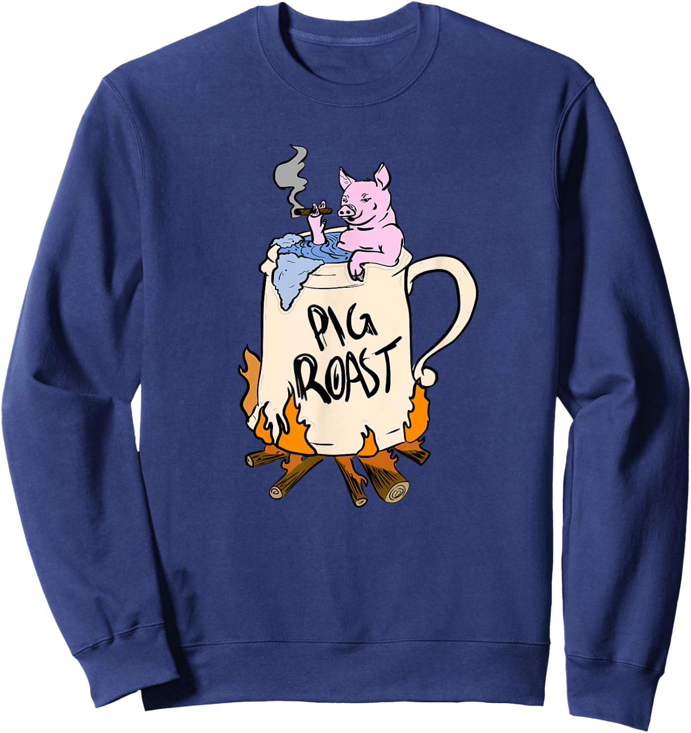 Funny Pig Spit Roast BBQ Party Grill Master Gift Sweatshirt - Sweatshirt | Navy
