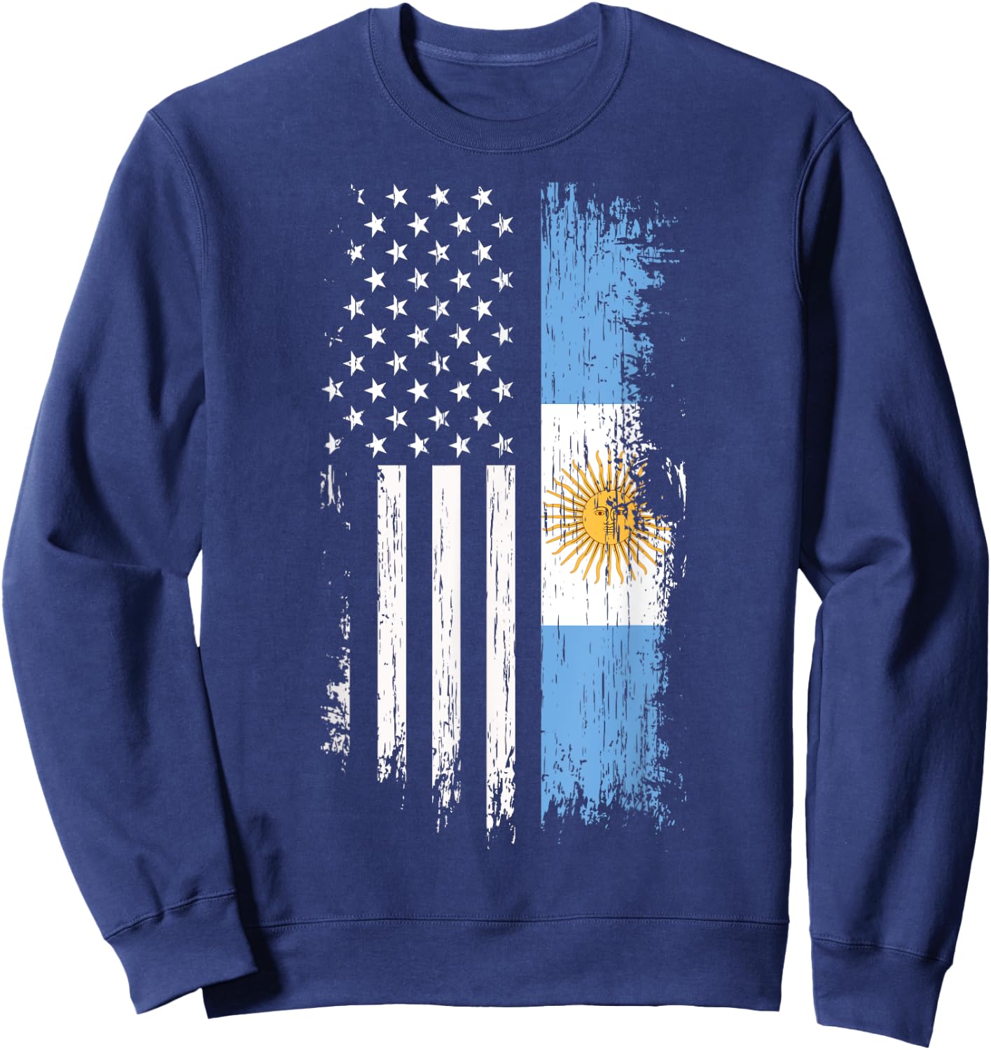 Argentinian American Flag T Shirt - Argentina USA Shirt Women Kids Men Sweatshirt - Sweatshirt | Navy