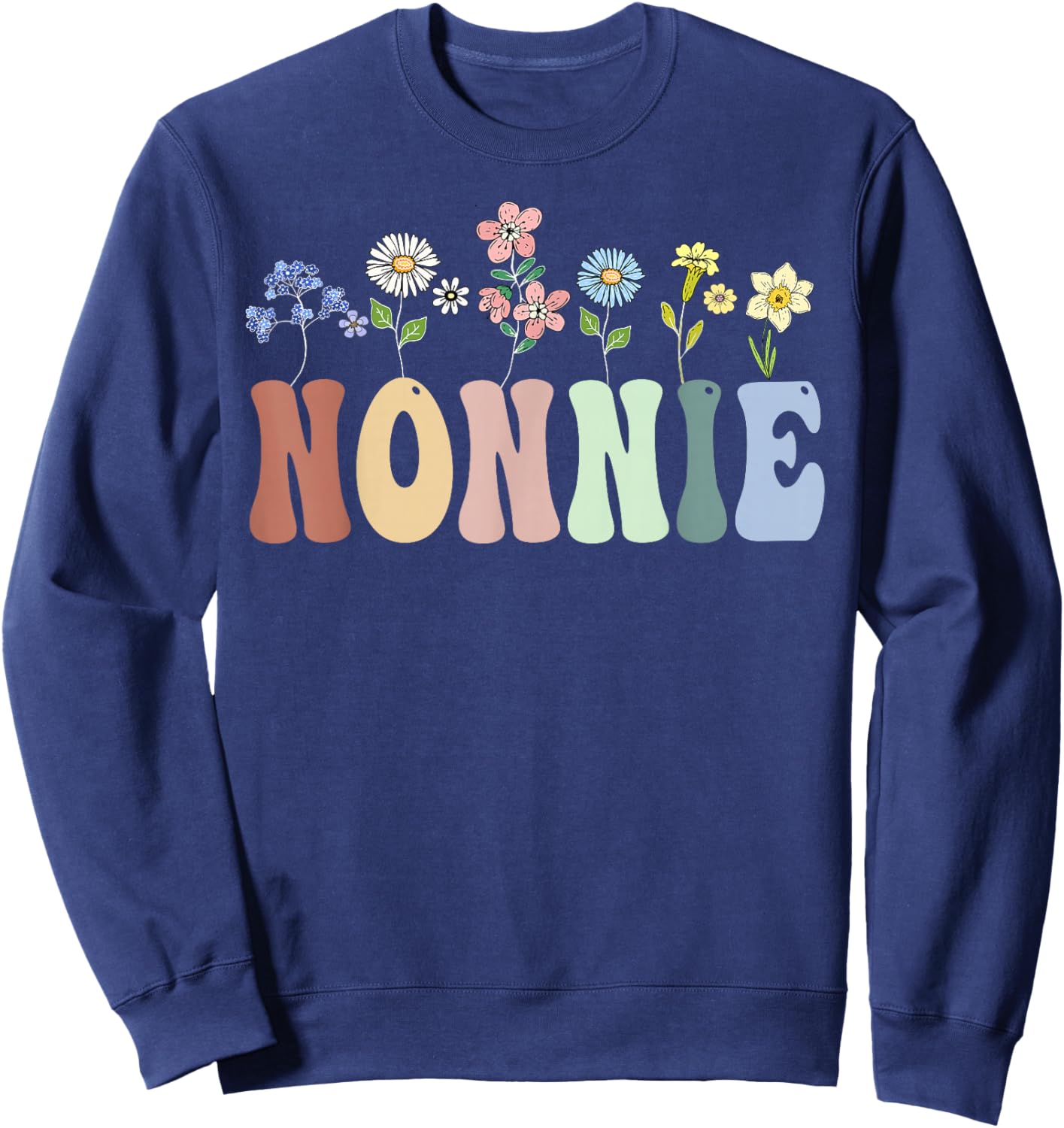 Nonnie Gifts Women Wildflower Floral Design Nonnie Sweatshirt - Sweatshirt | Navy