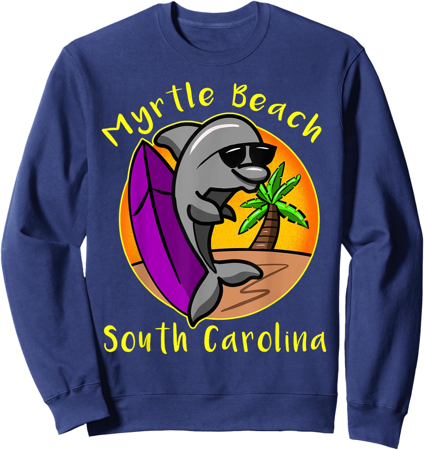 Myrtle Beach South Carolina Dolphin Vacation Design Souvenir Women Kids Sweatshirt - Sweatshirt | Navy