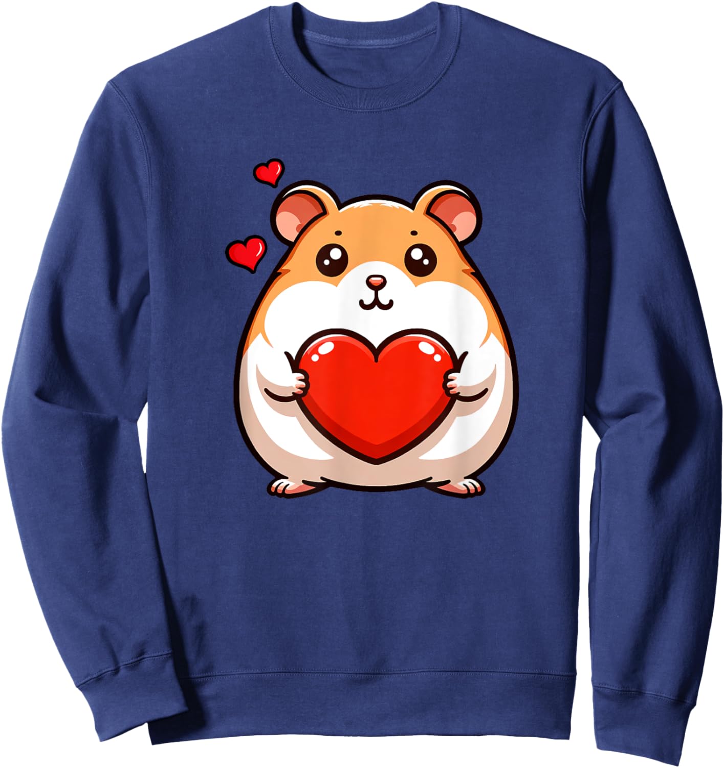 Cute Hamster Funny Valentines Heart Lover Men Women Kids Sweatshirt - Sweatshirt | Navy