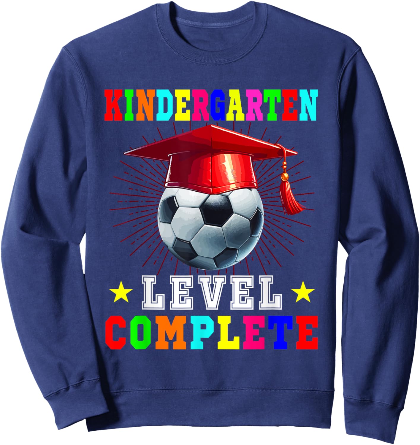 Kindergarten Level Complete Soccer Player Kids Graduation Sweatshirt - Sweatshirt | Navy