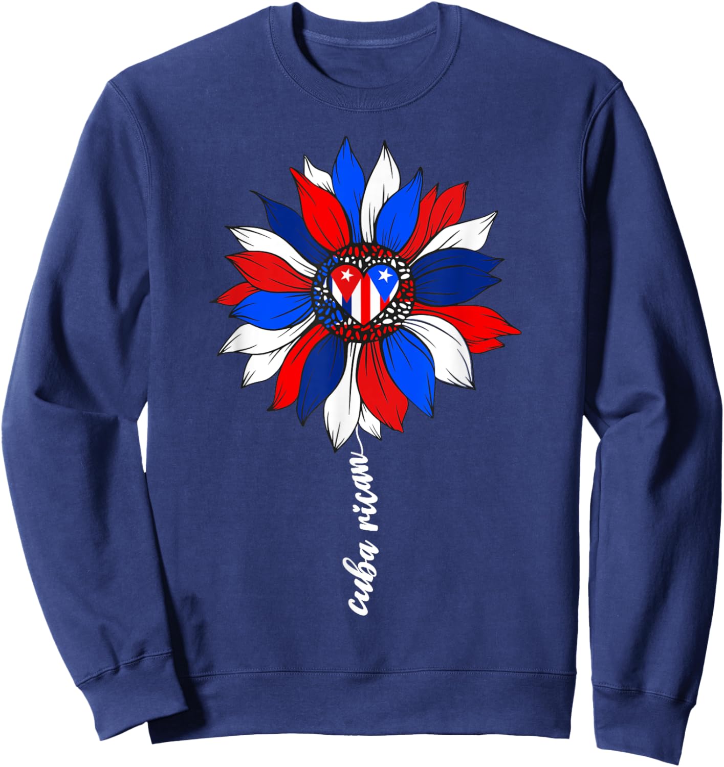 Half Cuban And Puerto Rican Rico Cuba Flag Cubarican Girl Sweatshirt - Sweatshirt | Navy