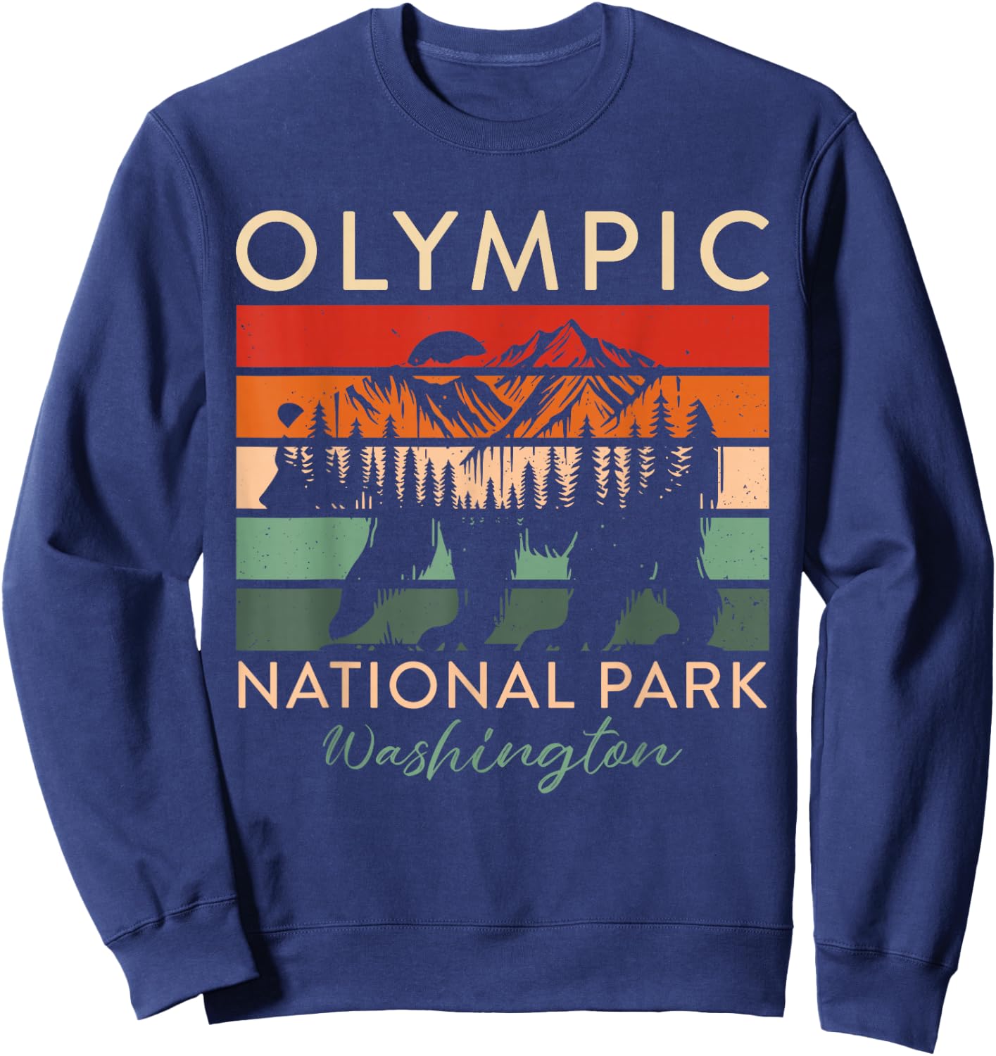 Retro Vintage Olympic National Park for kids Hiking Camping Sweatshirt - Sweatshirt | Navy