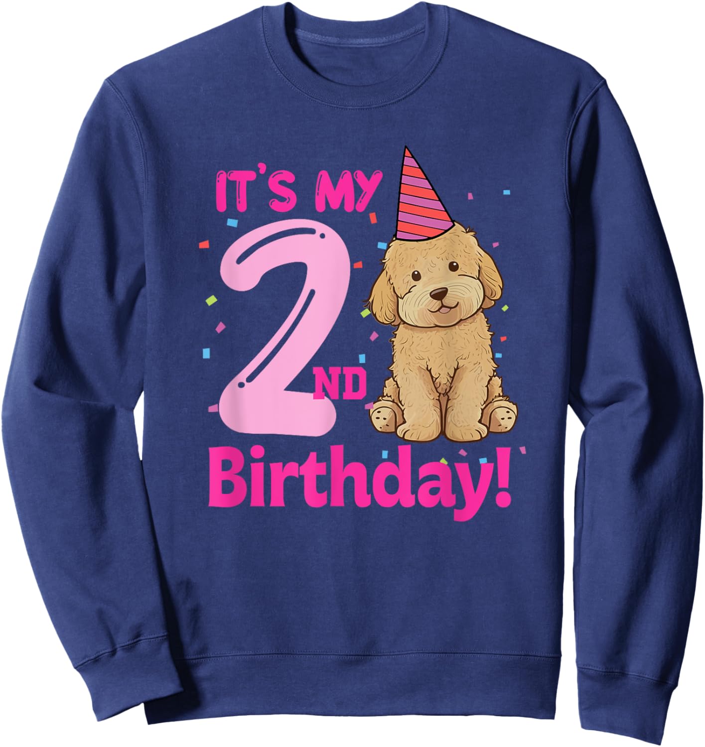It's My 2nd Birthday Goldendoodle Lovers 2 Years Old Puppy Sweatshirt - Sweatshirt | Navy