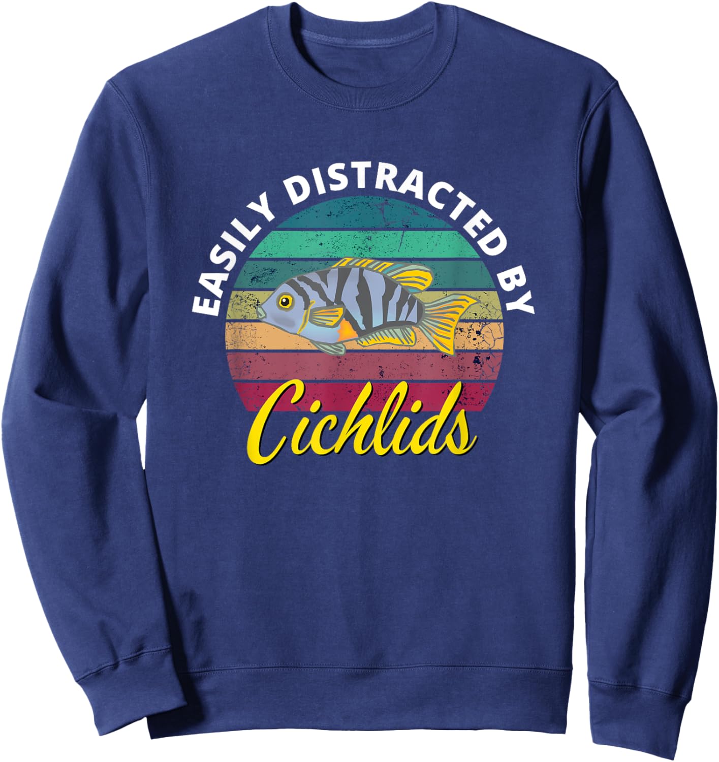 African Cichlids Peacock Cichlid Breeders Keepers Aquarium Sweatshirt - Sweatshirt | Navy