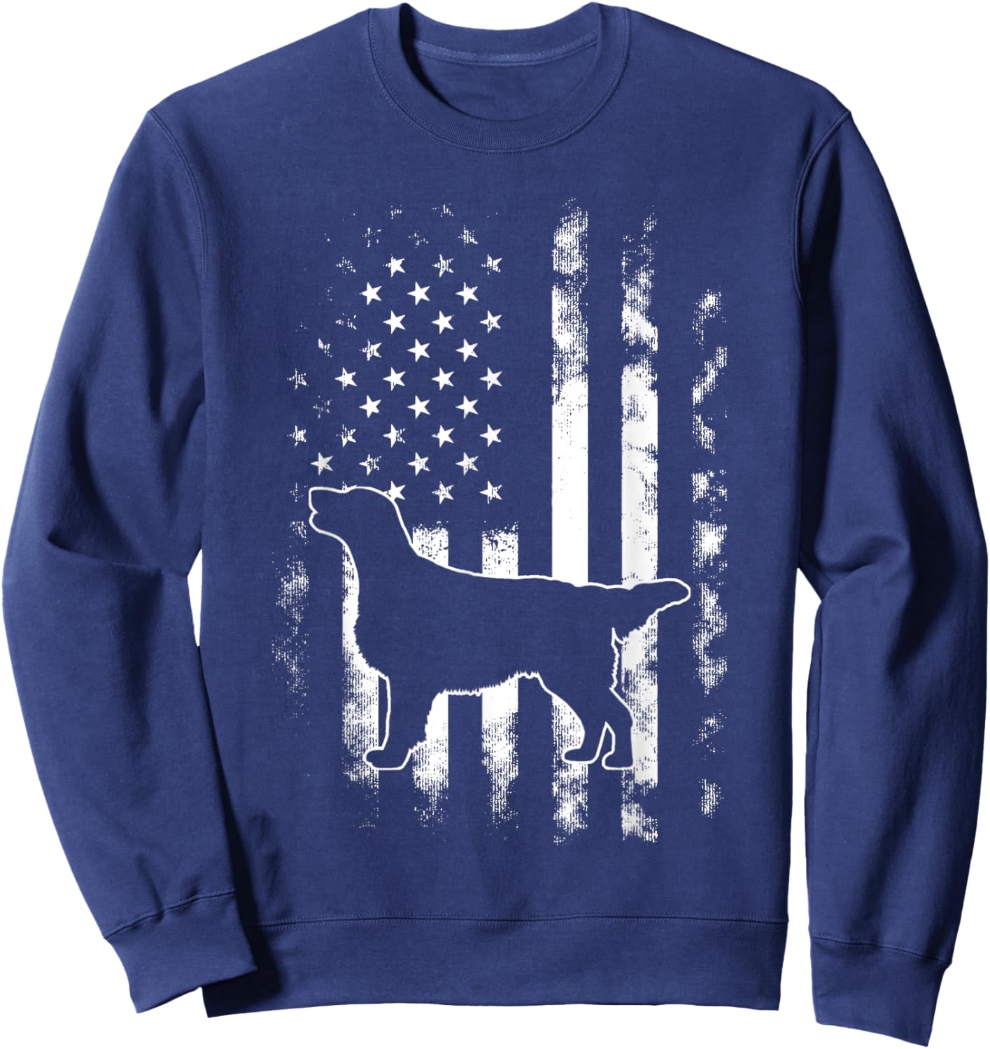American US Flag Flat Coat Retriever Sweatshirt - Sweatshirt | Navy