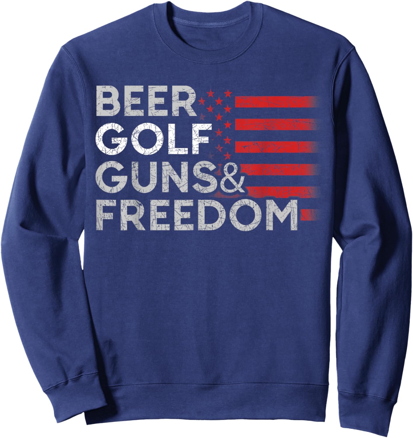 Drunk Golfer Beer Golf Guns Freedom USA Flag Golf Women Men Sweatshirt - Sweatshirt | Navy