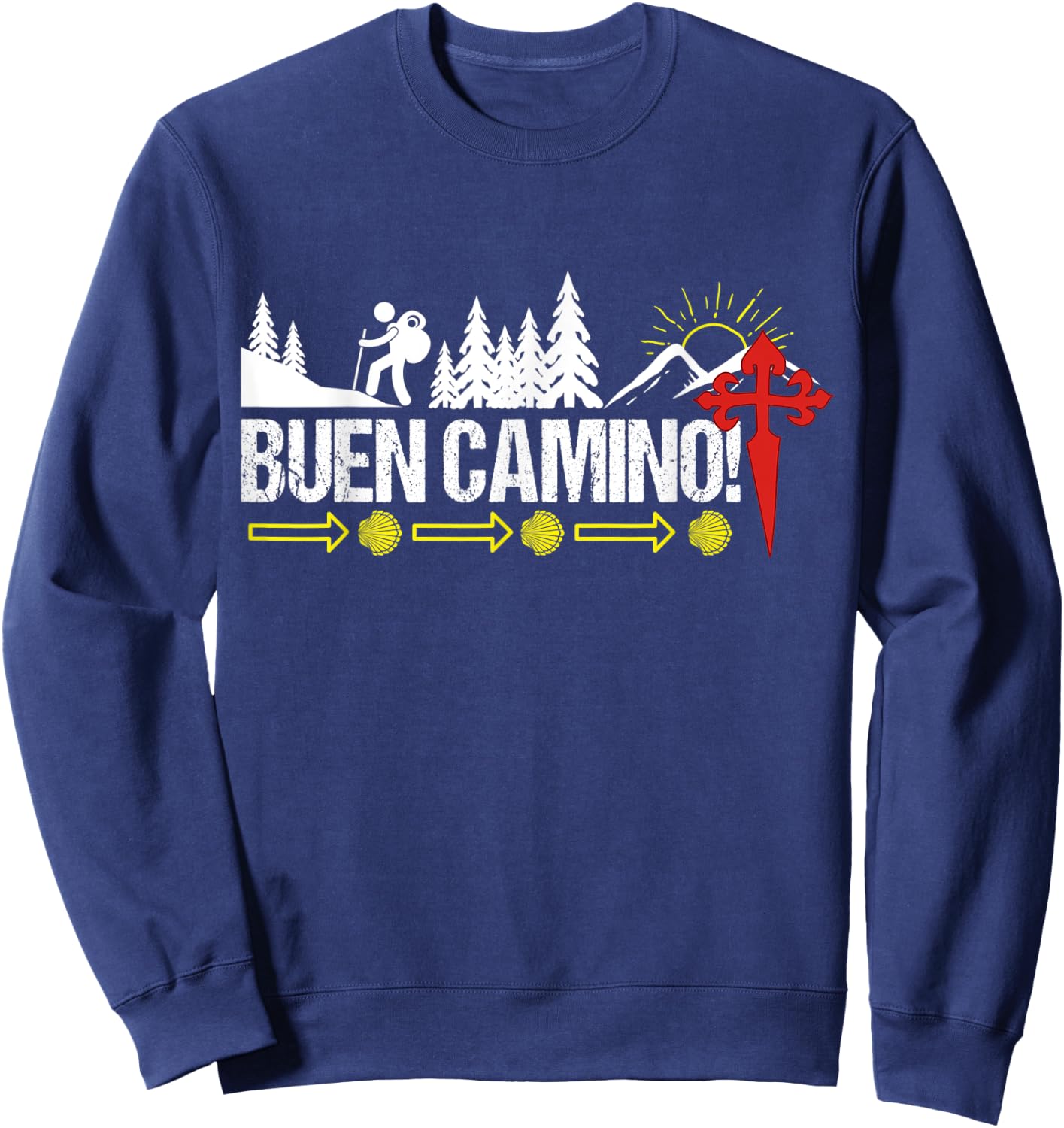 Buen Camino Way of St James Scallop Shell Camino de Santiago Sweatshirt - Sweatshirt | Navy