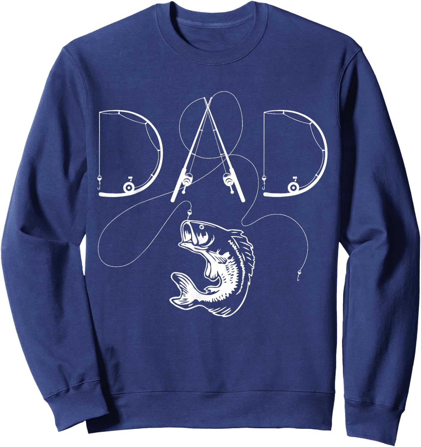 Fisherman Dad Fishing Enthusiast Fish Lover Daddy Father Sweatshirt - Sweatshirt | Navy