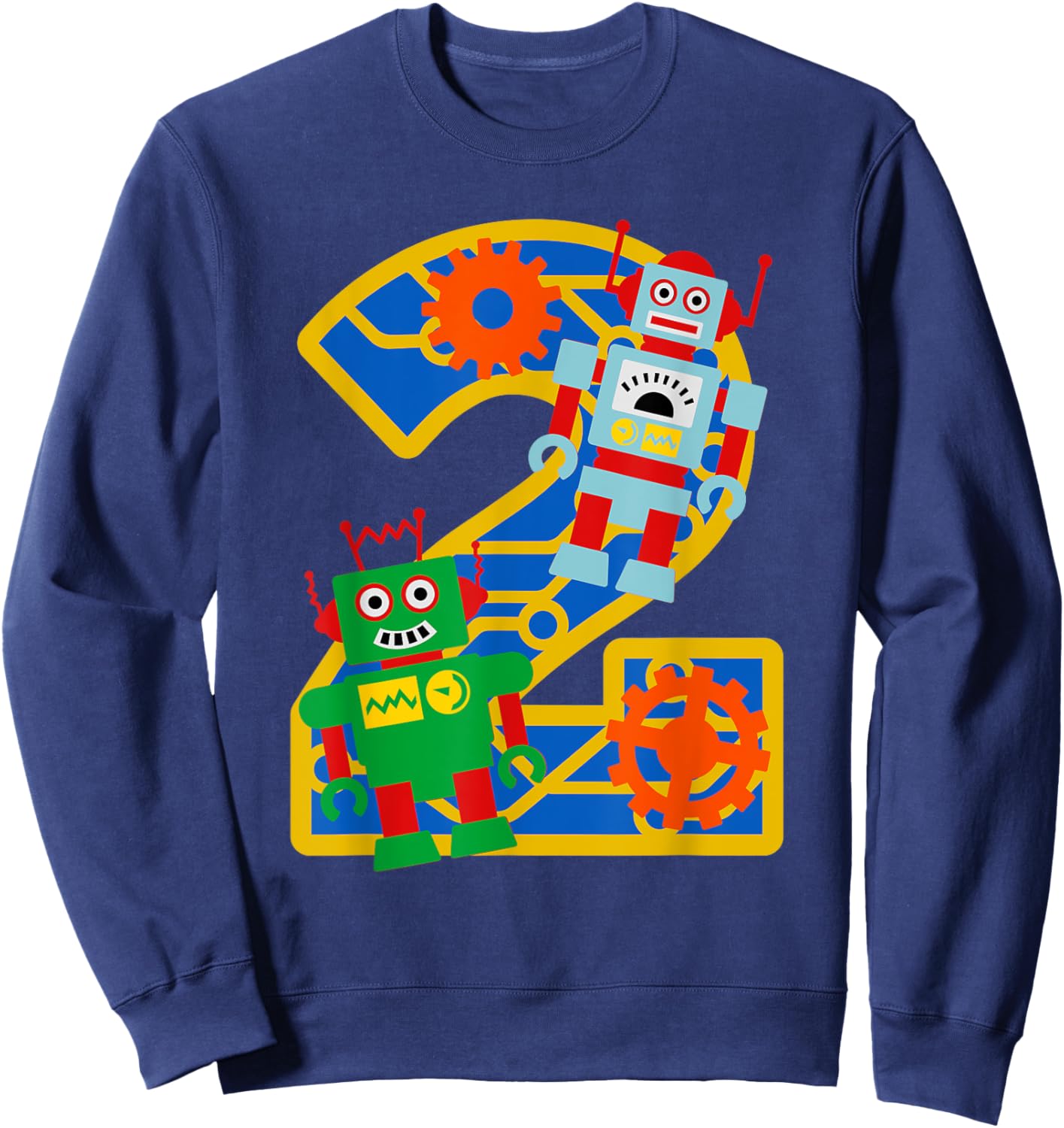 2nd Birthday Boy 2 Year Old Little Robot Robotics Engineer Sweatshirt - Sweatshirt | Navy
