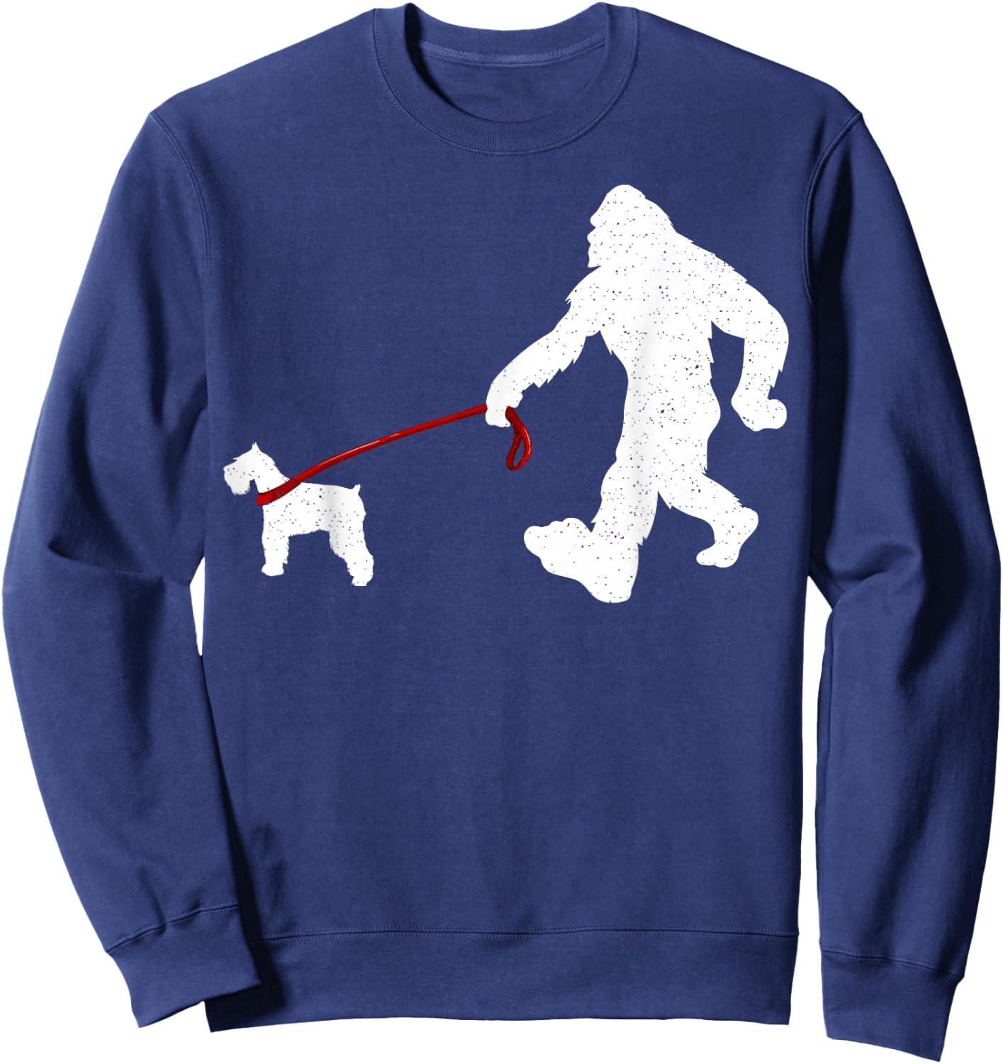 Funny Bigfoot Walking With Schnauzer Dog Gifts Sweatshirt - Sweatshirt | Navy