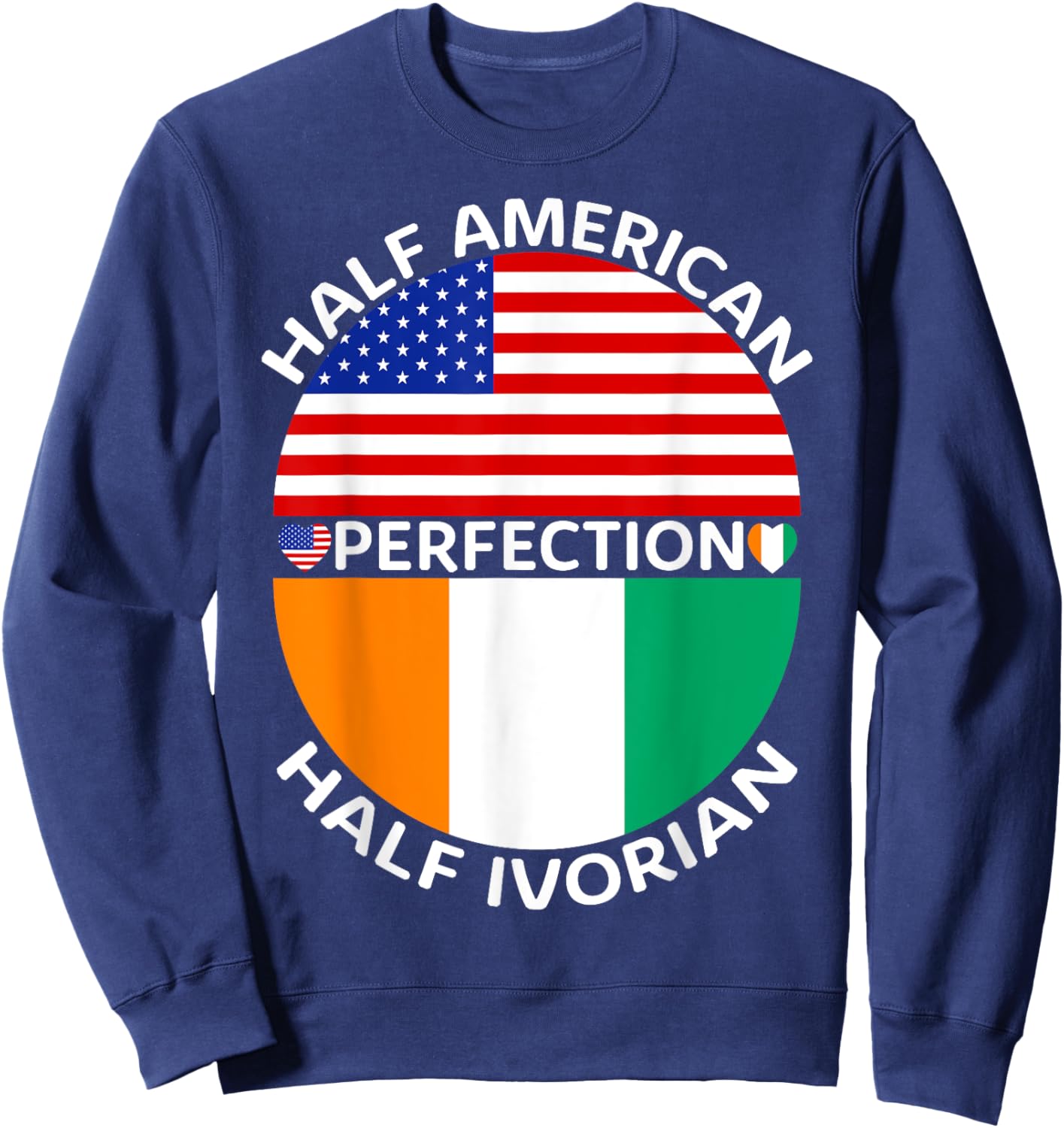 Half American Half Ivorian Ivory Coast Flag Root Men Women Sweatshirt - Sweatshirt | Navy