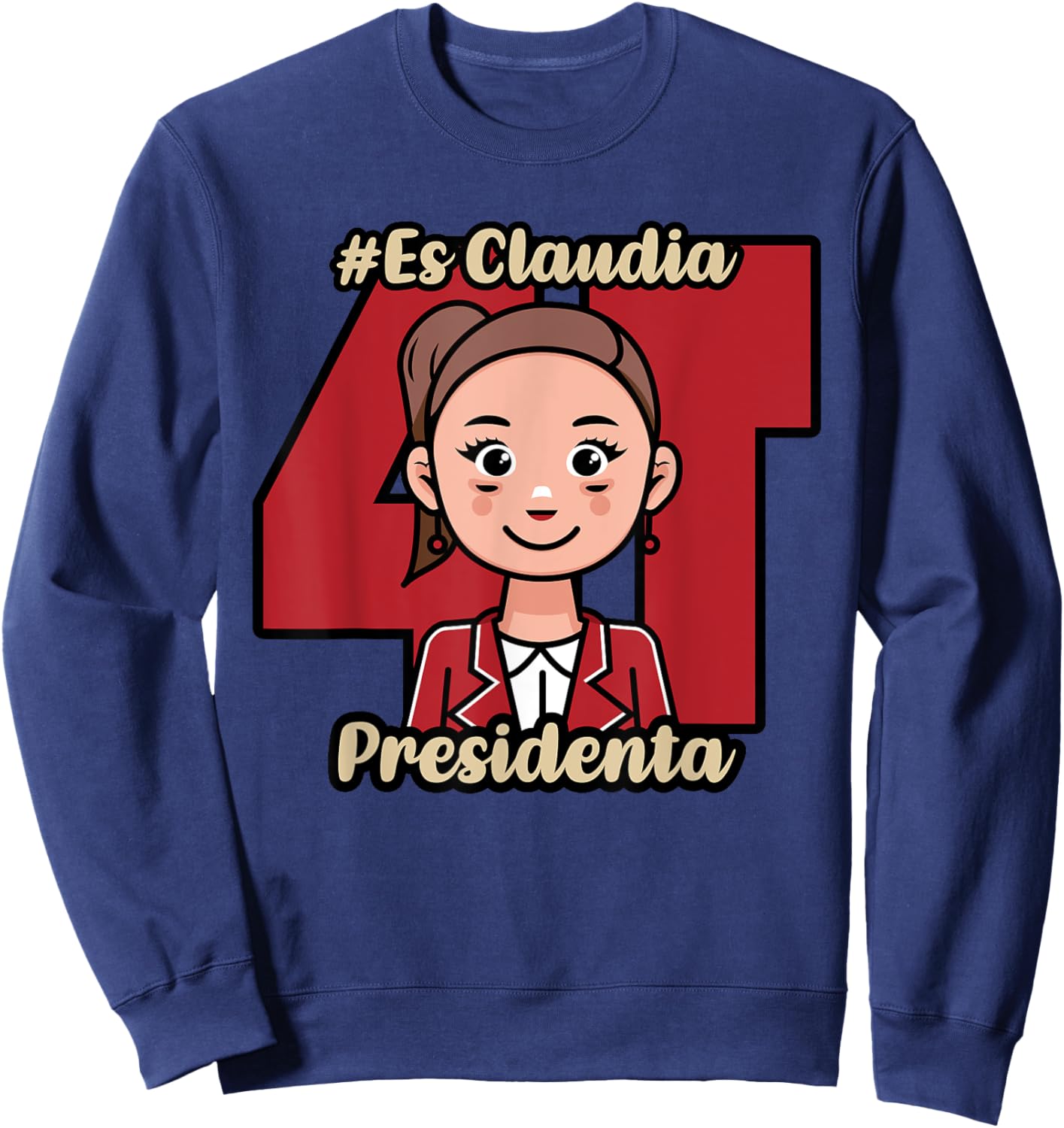 Claudia Sheinbaum Pardo Presidenta drawing kawaii Sweatshirt - Sweatshirt | Navy