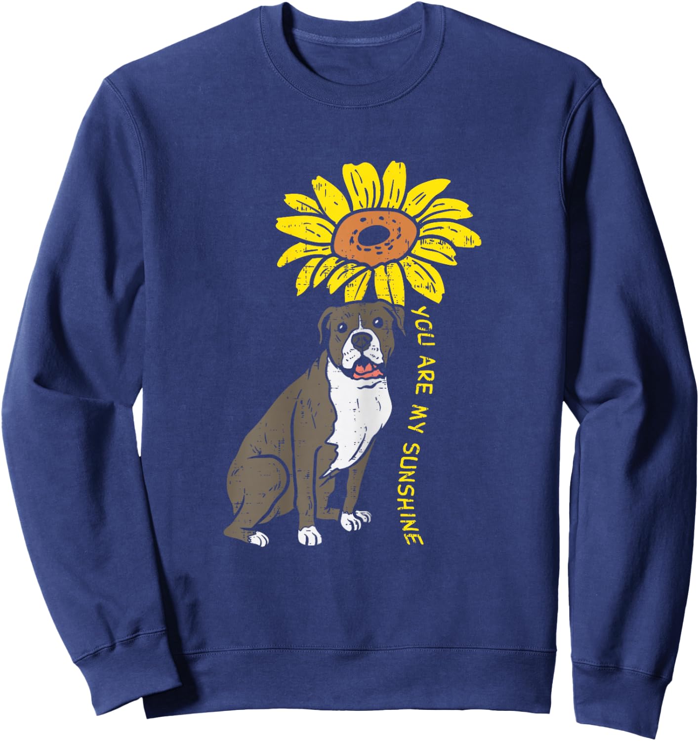 Pitbull Sunflower Sunshine Pitties Pet Dog Lover Owner Gift Sweatshirt - Sweatshirt | Navy